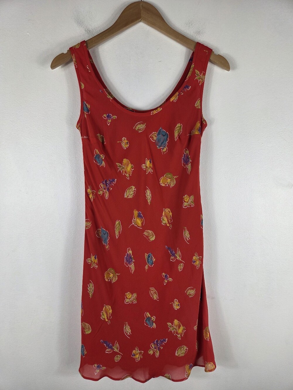Cynthia Rowley Vintage 90s Floral Scoop Neck Mini Sheath Dress Slip Dress